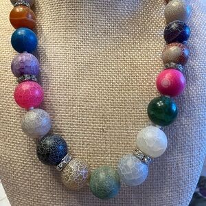 LUCAS LAMETH VINTAGE 925 SILVER MULTI COLOR QUARTZ GEMSTONE NECKLACE